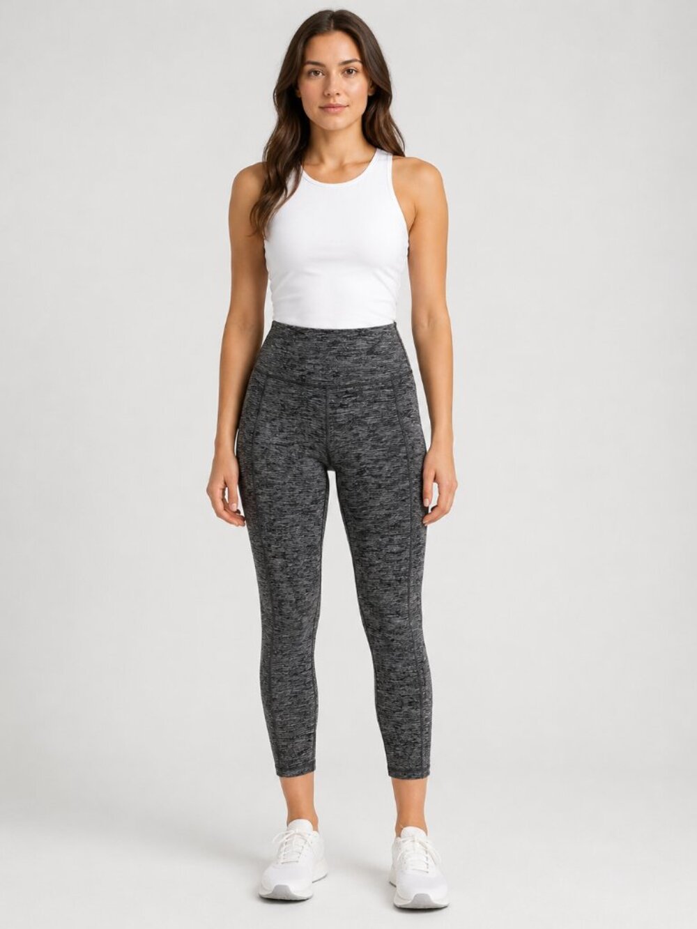 Champion Women’s XS Gray Space Dye High Waist Cropped Athletic Leggings